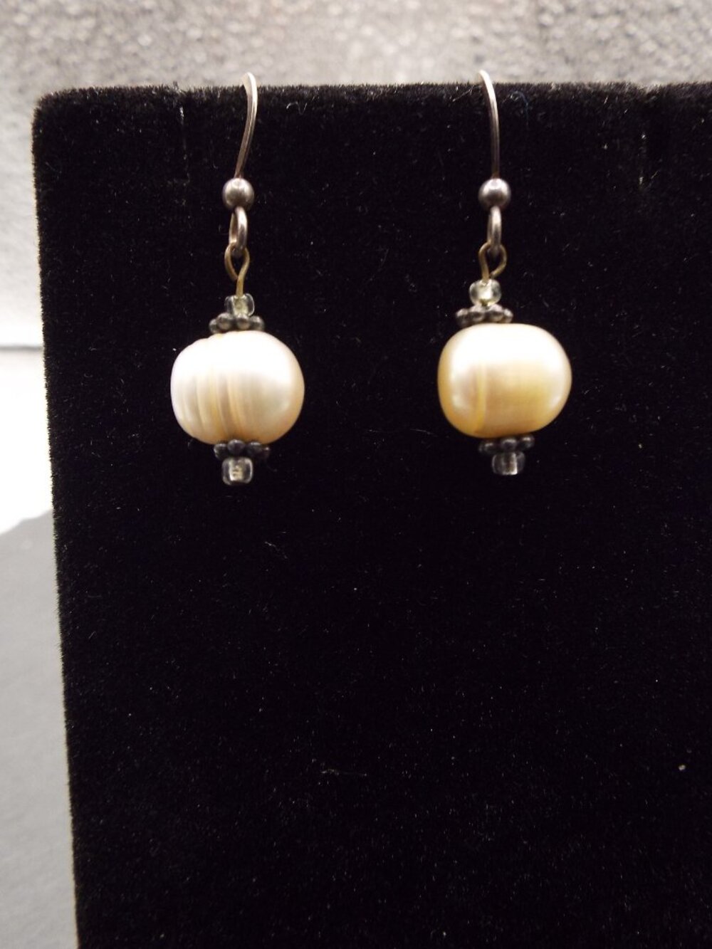 ODD OBLONG NATURAL WHITE 11.15MM PEARLS STERLING WIRES DROP EARRINGS 56